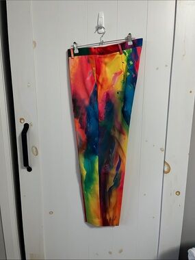 Women’s Multicolor Tie-Dye Print Pants- Bright Rainbow
